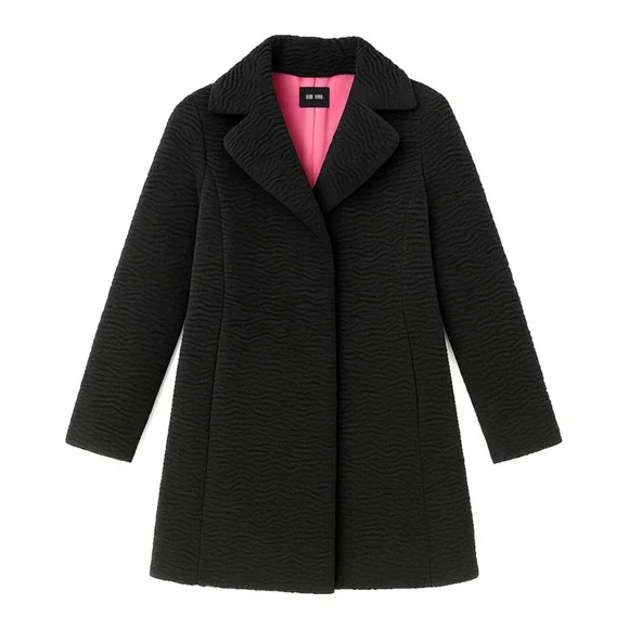 White House Black Market Black Curly 'tiger-stripe' Faux Fur Mid-Length Coat Med - Picture 1 of 6